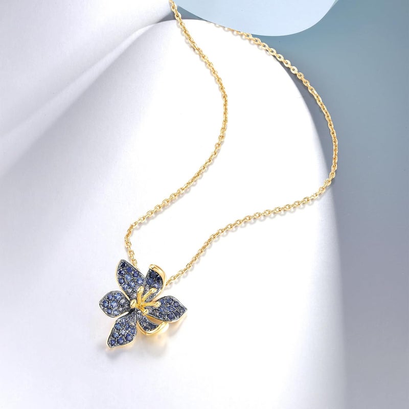 Santuzza Sterling Silver Gemstone Flower Pendant for Women - Image 3